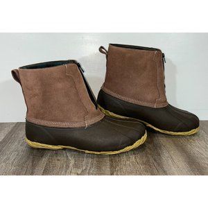 Redhead Men's Size 13 Waterproof Duck Boots Front Zip Leather/Rubber Brown